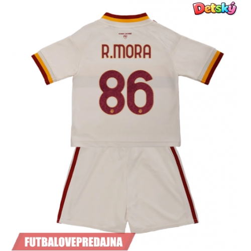 Lacne Dětský Futbalové dres AS Roma Rodrigo Mora #86 2026-27 Krátky Rukáv - Preč (+ trenírky)